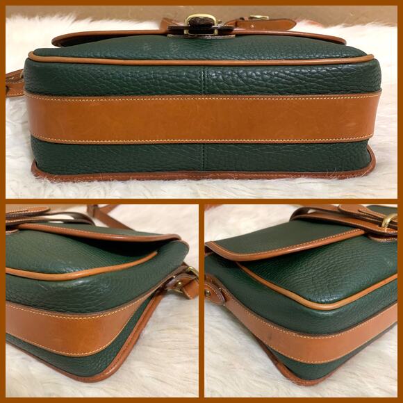DOONEY & BOURKE Vintage All Weather Leather Green EQUESTRIAN Flap XBody R54 - Picture 14 of 16